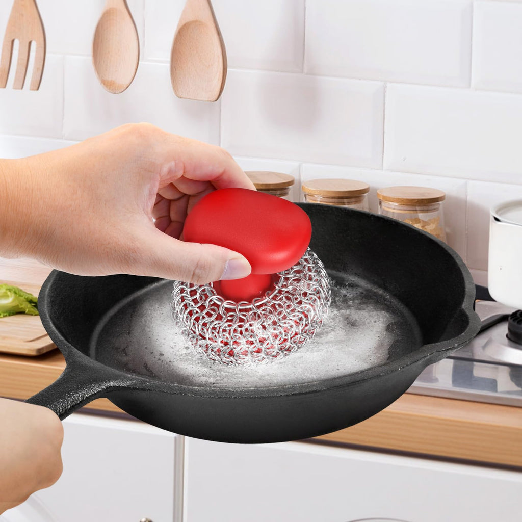 Cast Iron Scrubber Dish Scrub Brush 316 Chainmail Scrubber for Cast Iron