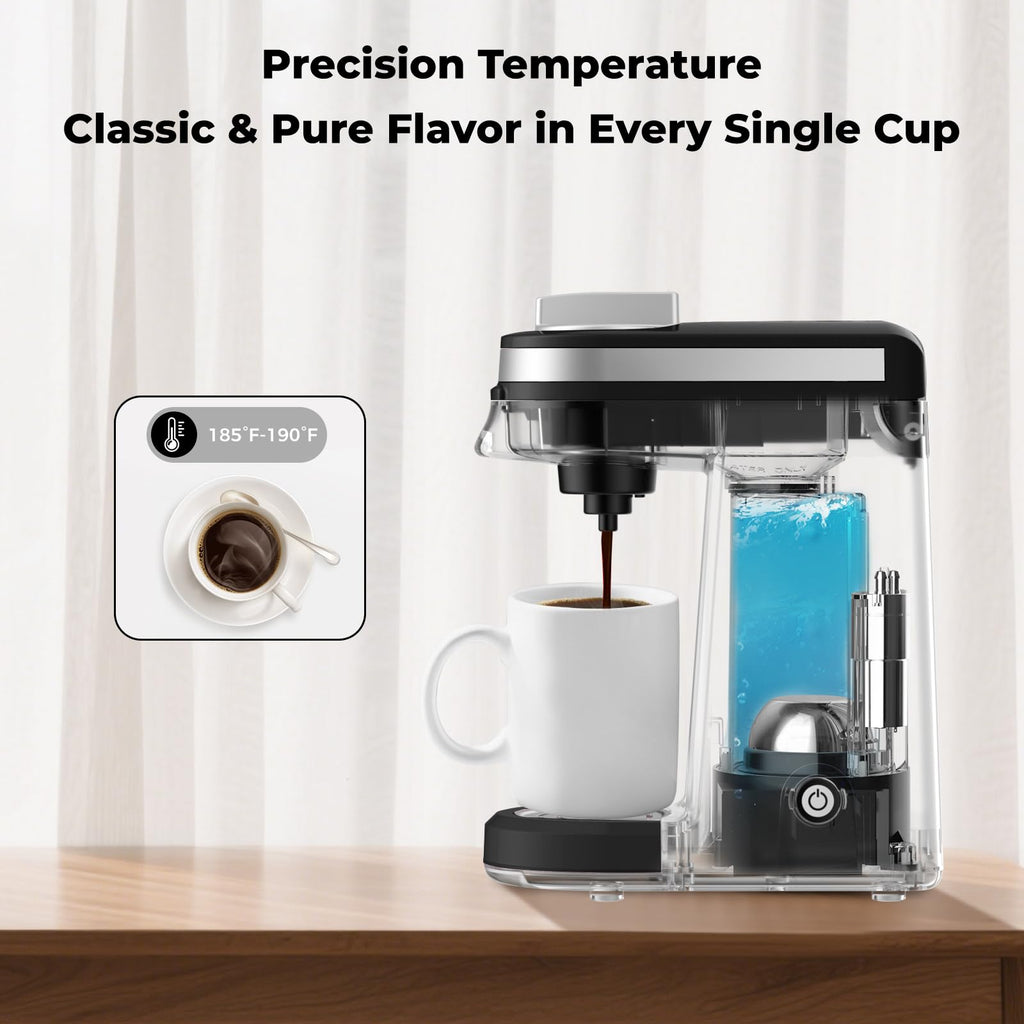 CHULUX Mini Single Serve Coffee Maker for K Pod, Brew Up to 12oz Cup, Black