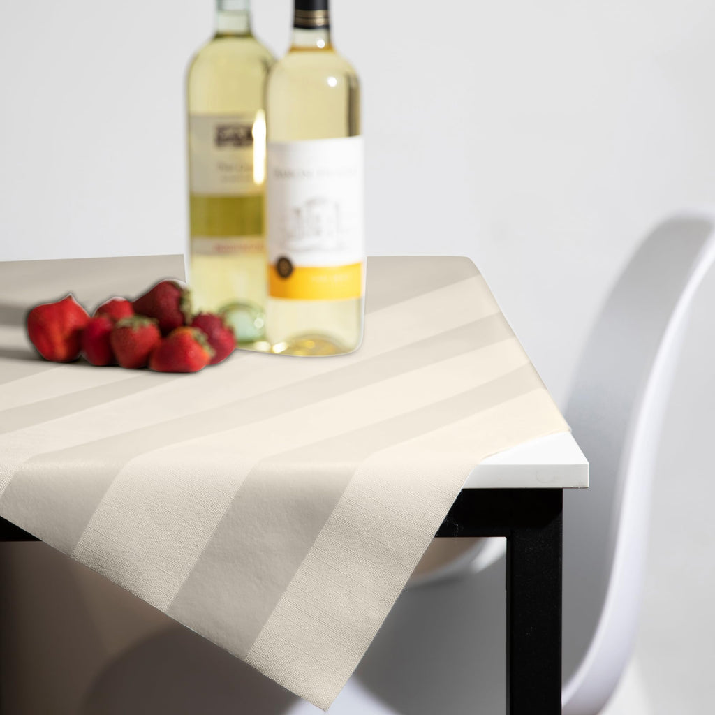 Luxury Table Protector Pad, 2 in 1 Table pad + Great Looking Tablecloth - Heat Resistant, Spill & Stain Proof - Flannel Backing (Ivory - Silk Stripe, 54x72)