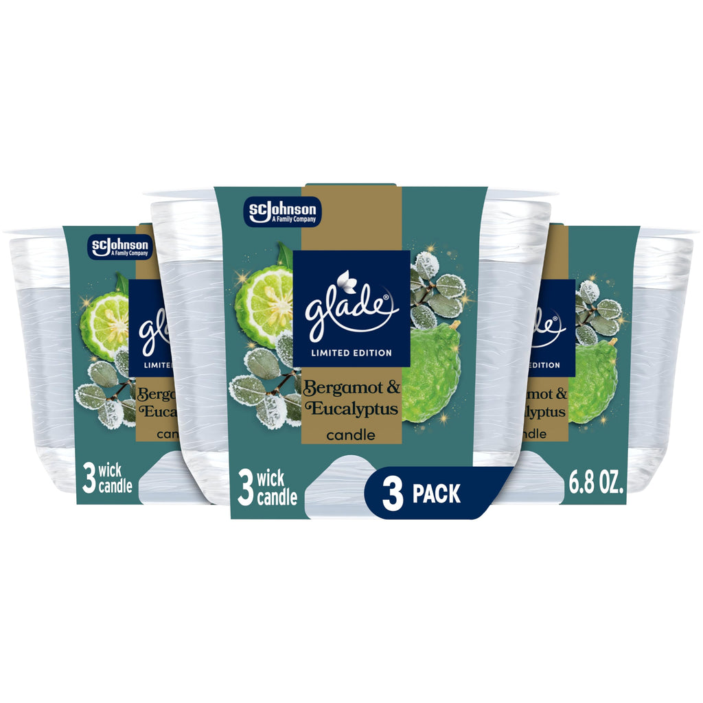 Glade 3-Wick Scented Candle Jar, Pumpkin & Ginger, Air Freshener Infused with Essential Oils, 6.8 Oz, 3 Count