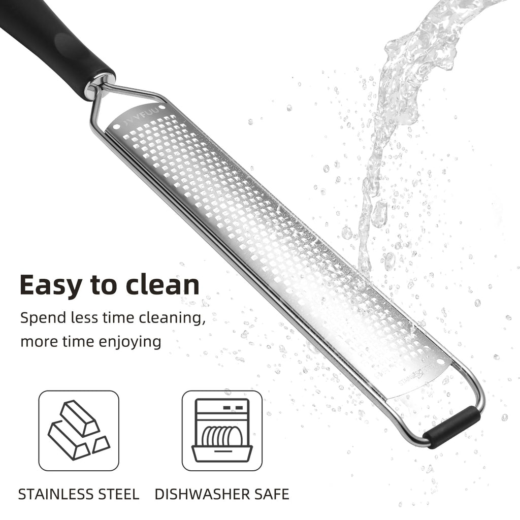 JVVFUU Premium Lemon Zester & Cheese Grater,Stainless Steel (Black)