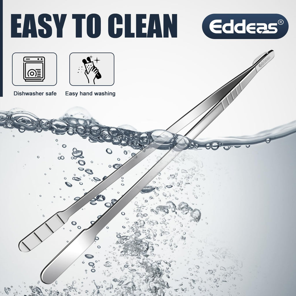 Eddeas 16 Inch long Kitchen Tweezers - 2 Pack large Tweezer Tongs for Cooking, Heavy Duty Stainless Steel Heat Resistant 600°F Food tweezers, Dishwasher safe
