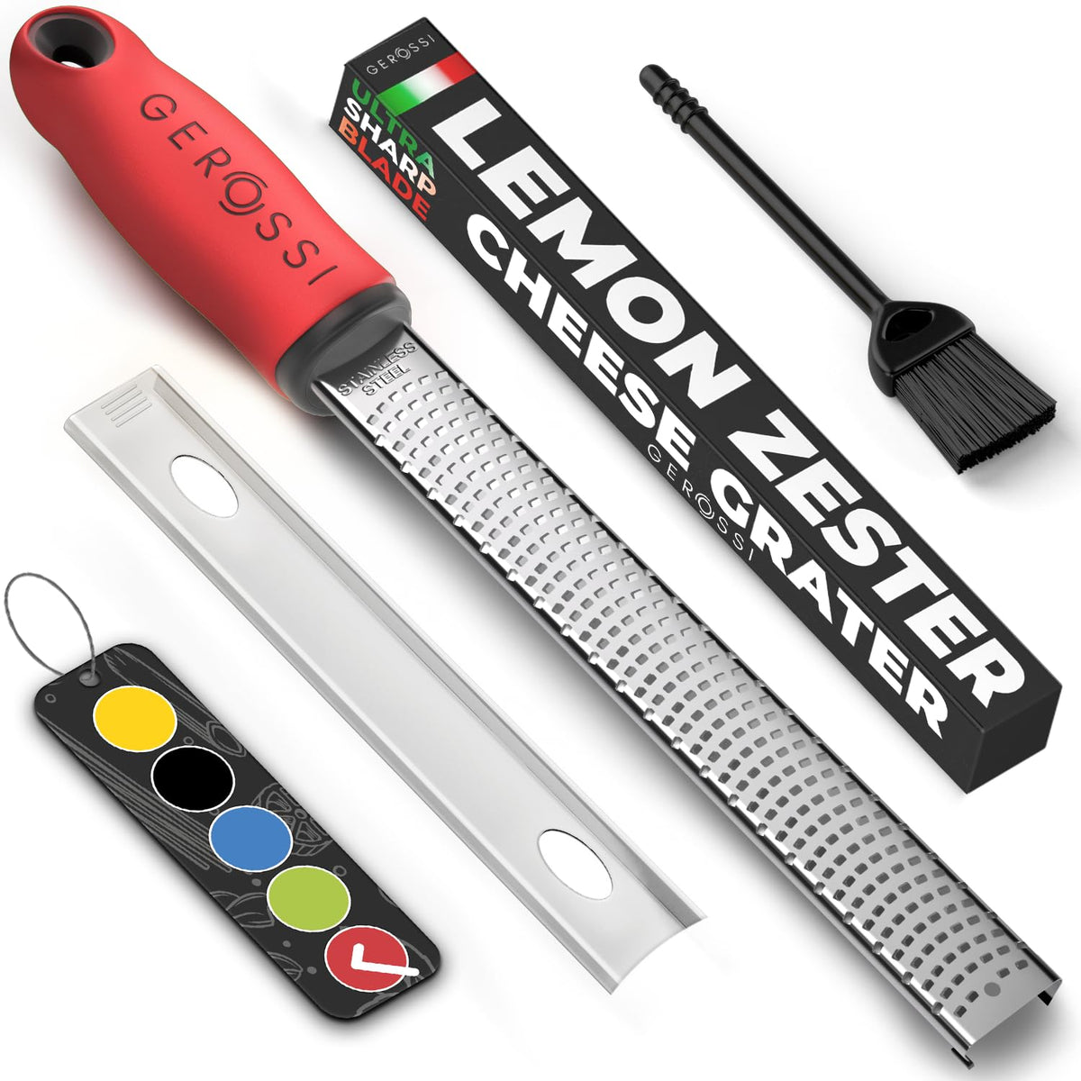 Stainless Steel Lemon Zester with Handle, Citrus Zester Grater for Cheese