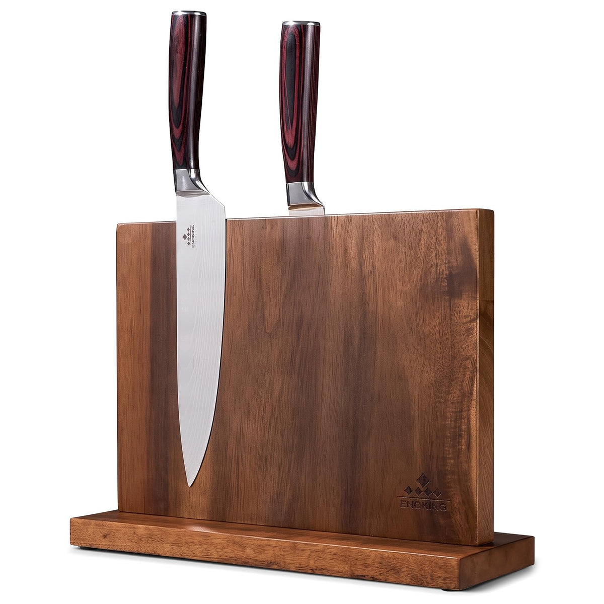 ENOKING 15 * 9-In Large Magnetic Knife Block, Acacia Wood Knife Holder for Home Kitchen, Universal Knife Holder Stand with Strong Enhanced Magnets for Safe and Multifunctional Knife Storage