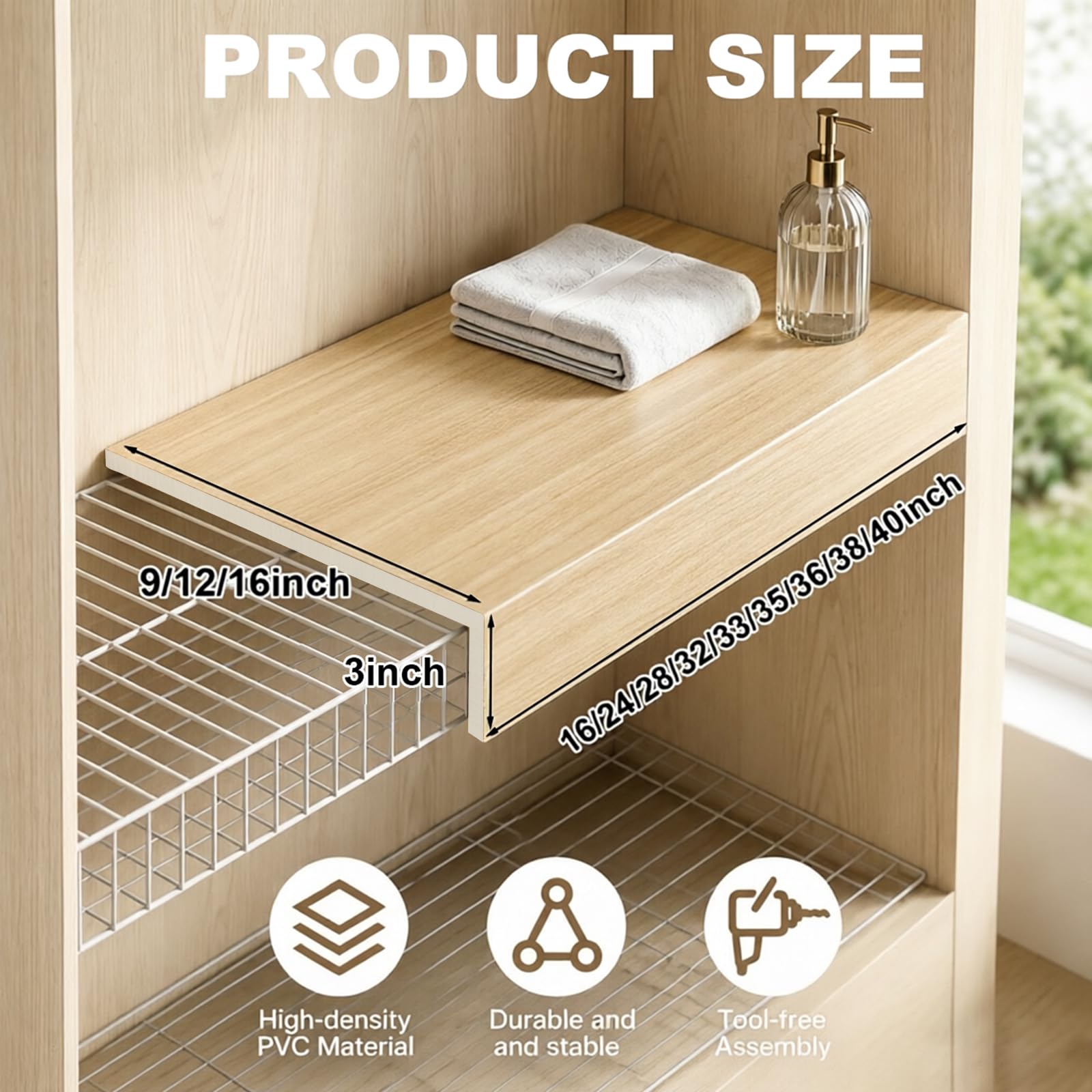 5 Pcs Wire Rack Covers 24x16x3 inch PVC Pantry Shelf Cover 0.31 inch Thick Removable Closet Wire Rack Shelf Covers,Decoration Kitchen Bathroom Office Shelving (Wood Color,24x16x3 inch)