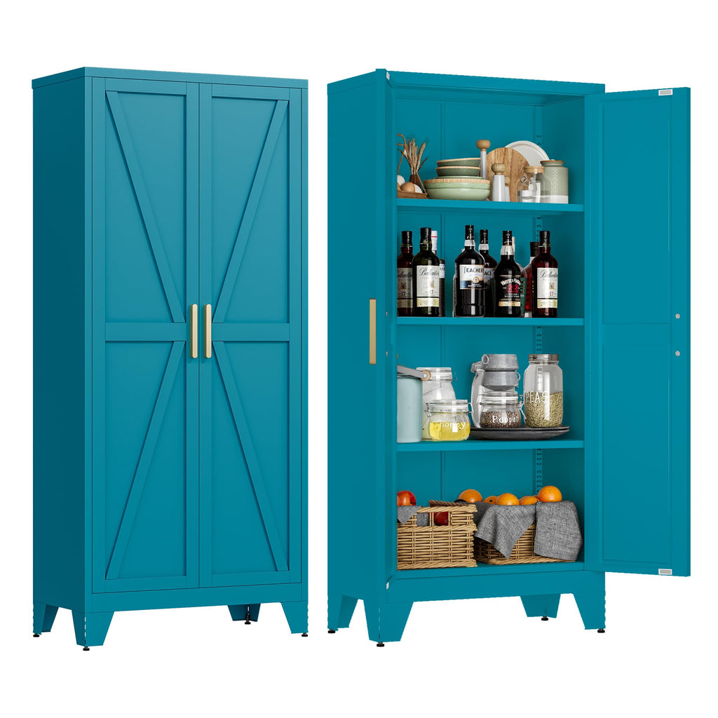 LCAOPC 71" Tall Pantry Storage Cabinet with Drawer and Adjustable Shelves, Freestanding Tall Kitchen Cupboard Storage Cabinet for Kitchen,Dining Room, Living Room, White