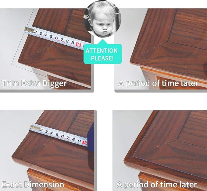 NECAUX Custom 54 x 111 Inch Clear Table Cover Protector, 1.5mm Thick Wood Grain Transparent Table Pad Non-Slip Tablecloth Plastic Protective Pad for Dining Room Table Conference Table Meeting Table