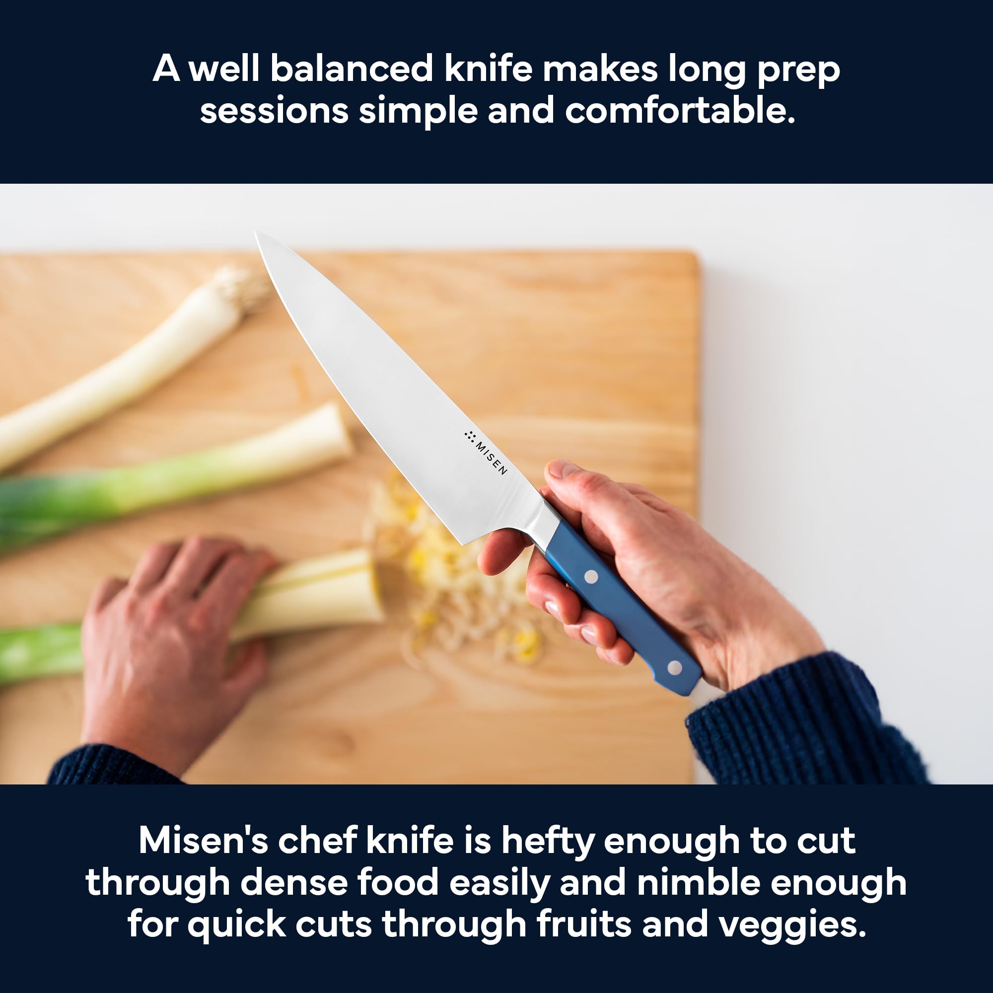 Misen 8 Inch Chef Knife, AUS-10 Japanese Stainless Steel - Blue