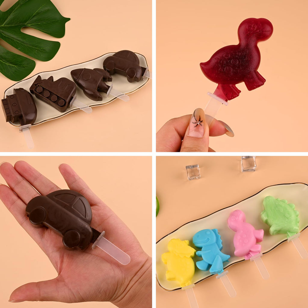 WMKGG Cartoon Silicone Popsicle Molds for Kids, 2 PCS Popsicles Molds