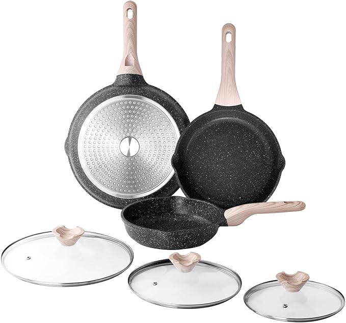 Kordisen Nonstick Ceramic Frying Pan Set, Healthy Non Toxic Cooking Pan, Stay-Cool Handle, Induction Compatible, PFOA & PFAS Free