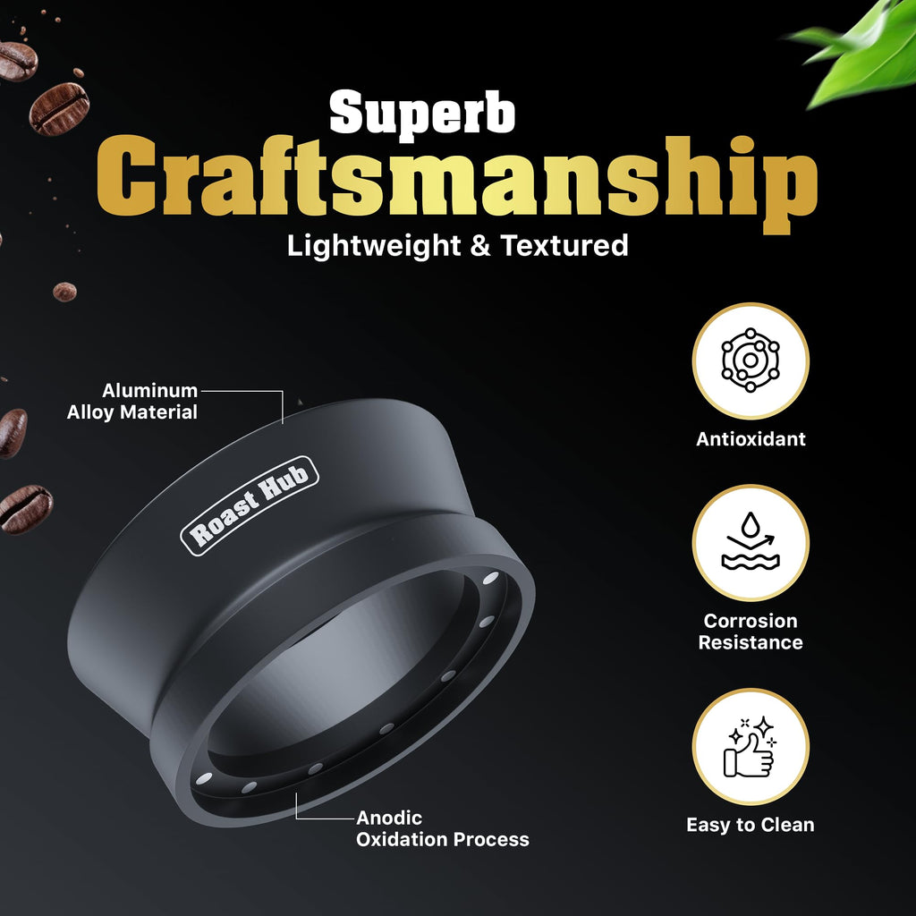 Roast Hub 58mm Magnetic Dosing Funnel for Portafilter Espresso Machine ~ High Strength 12 Magnet Design ~ Fits Most Express Coffee Machines ~ Home Barista Espresso Portafilter Adapter ~ UK Brand