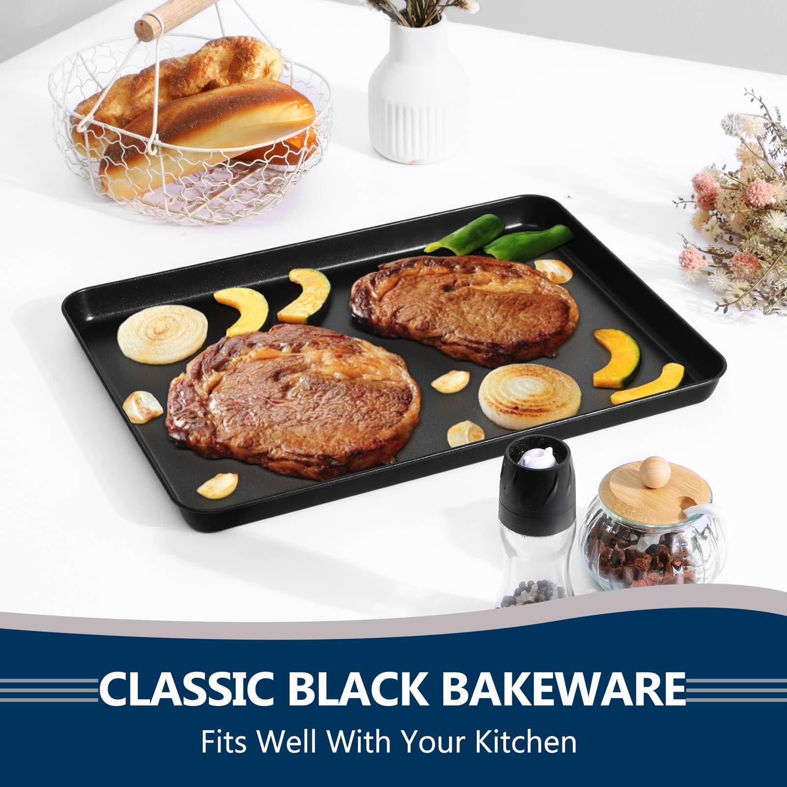 P&P CHEF Baking Cookie Sheet Pan, Carbon Steel Oven Tray, 16 Inch & 1PC