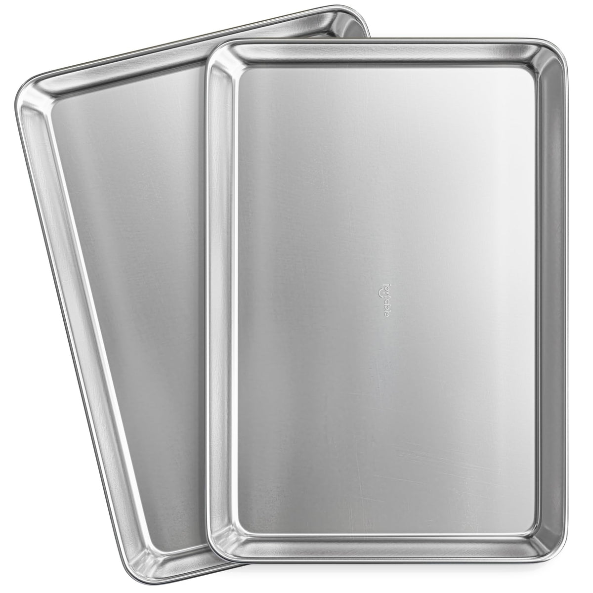 JoyTable Aluminum Baking Sheet Set, 2 Pack Half Sheet Pan, Commercial Quality Cookie Sheets for Baking or Roasting Non-Stick, 18 x 13 Inch Warp Resistant Aluminum Baking Pan