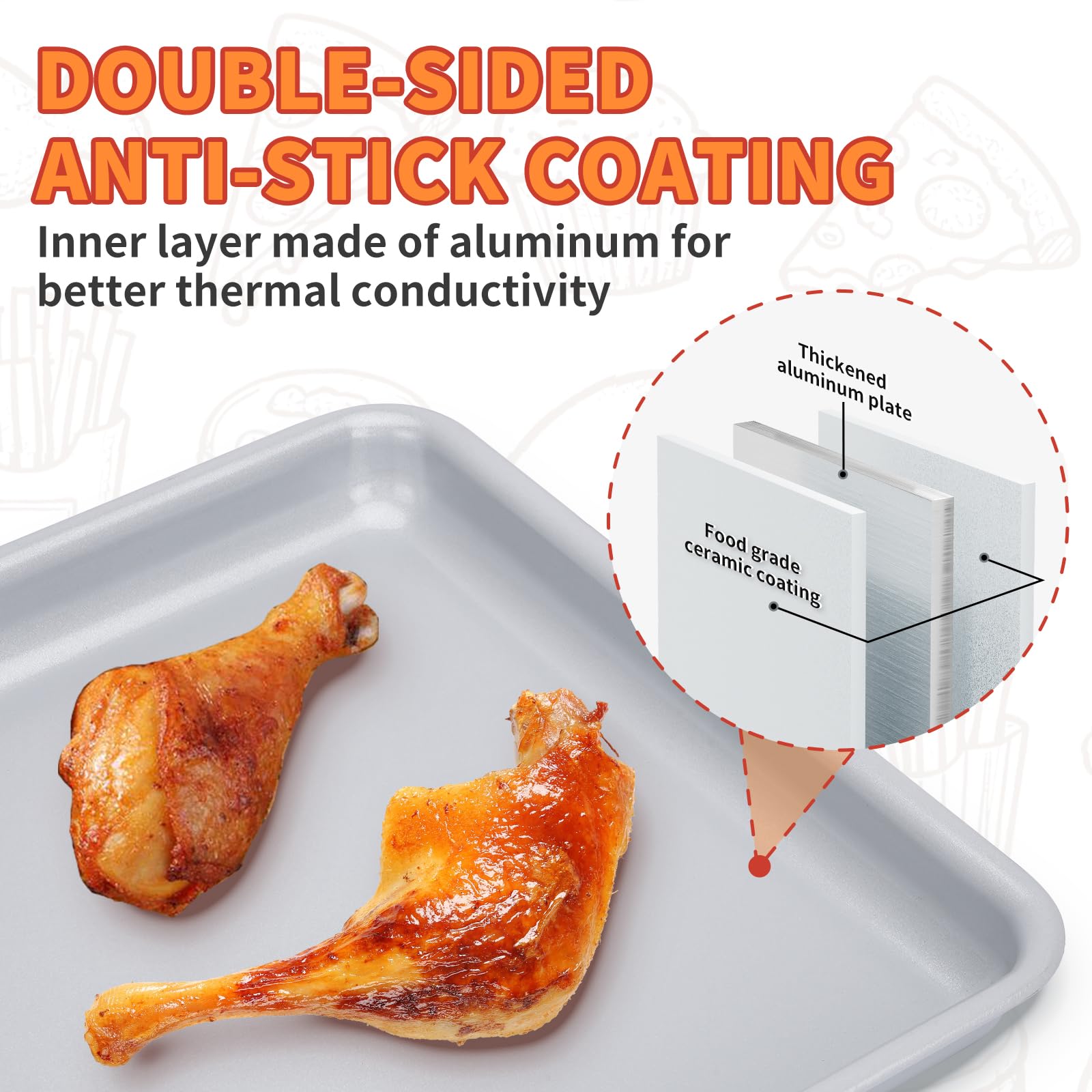 SHIKORI Non-Stick Ceramic Baking Sheet Set of 2 (Baking Sheet & Grill Net)