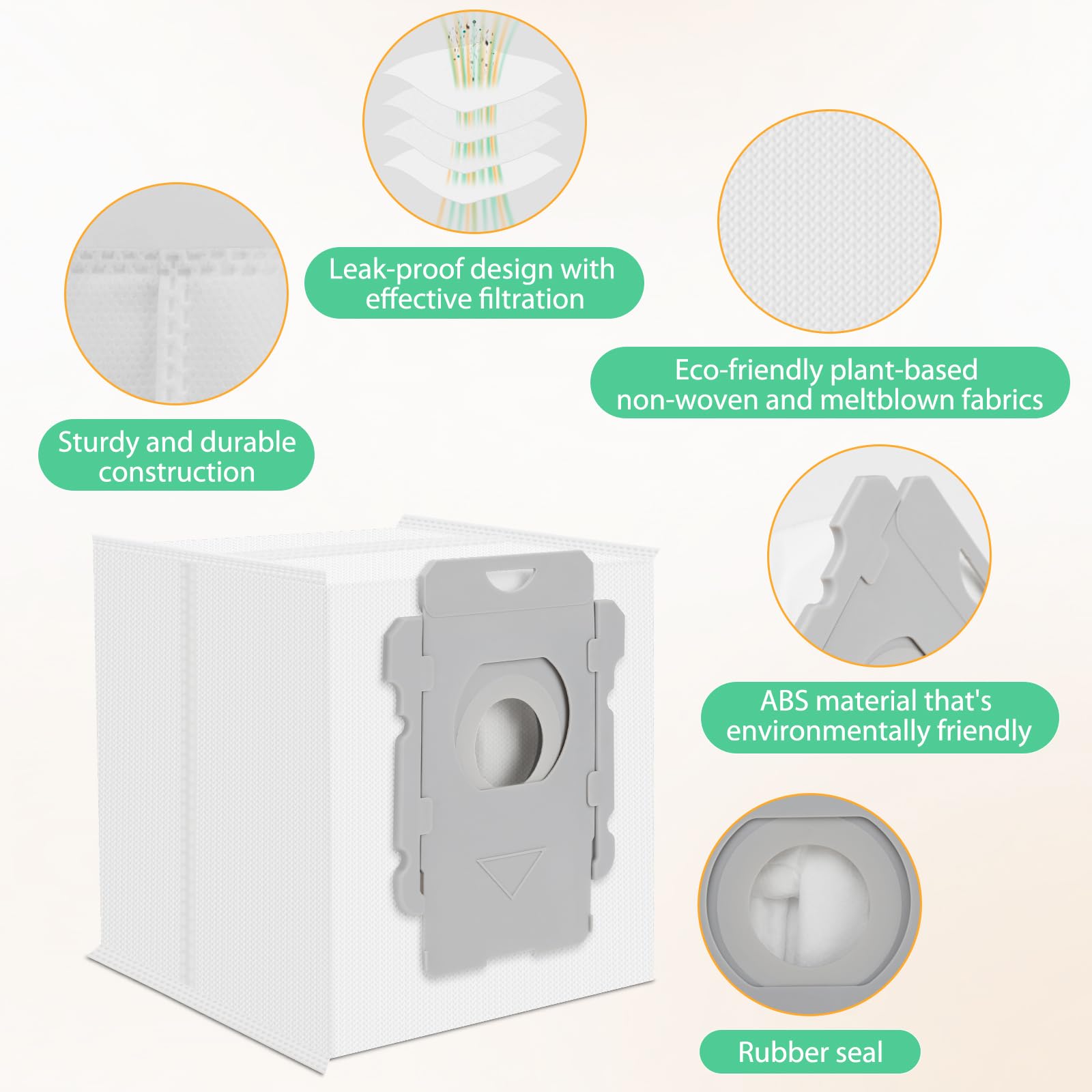 6 Pack Roomba Replacement Parts - Vacuum Bags for iRobot Roomba i7+, i1+, i2+, i3+, i4+, i5+, i6+, i8+, j6+, j7+, j8+, j9+, s9+, Combo i5+, j5+, j7+, j9+, High-Efficiency Dirt Disposal Bags