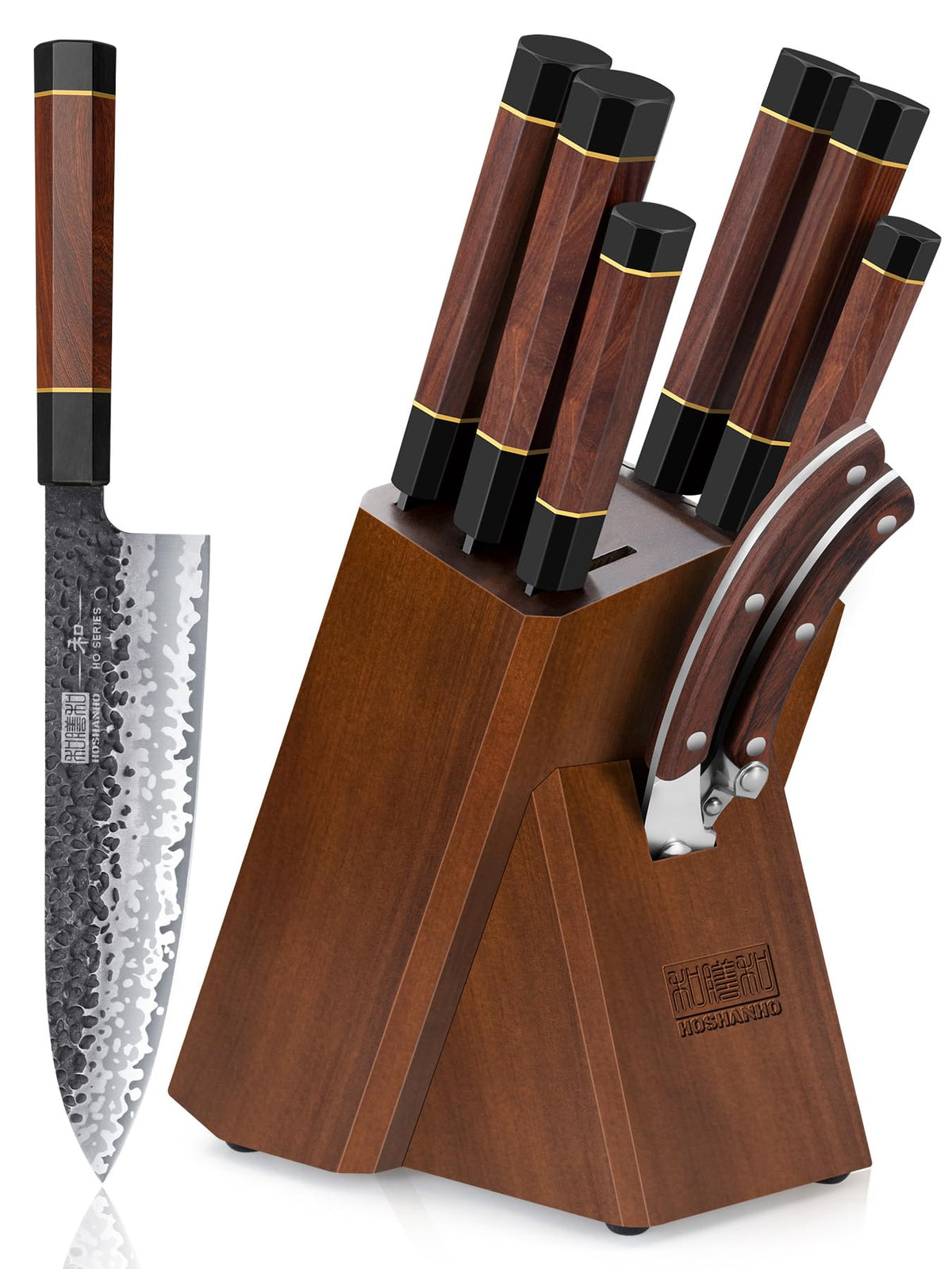 HOSHANHO 7 Pcs Knife Set with Magnetic Block, Japanese Kitchen Knife Set