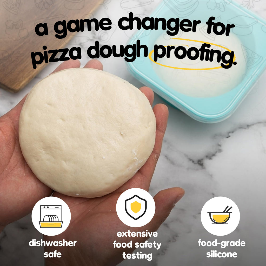 KEVJES Stackable Silicone Artisan Pizza Dough Proofing Containers with Lids (3 Red)