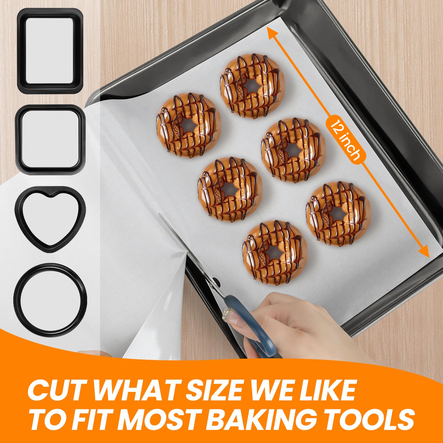 Silicone Baking Mat Roll-Customizable Silicone Mat for Baking- Heat Resistant Silicone Macaron Baking Mat for Cookie Bread Pizza, Reusable& Dishwasher Safe