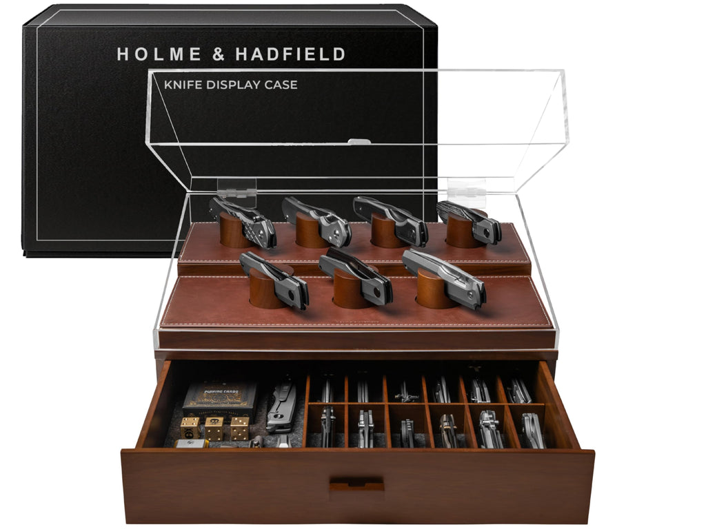 Holme & Hadfield 10 Knife Wooden Pocket Knife Display Case with Drawer