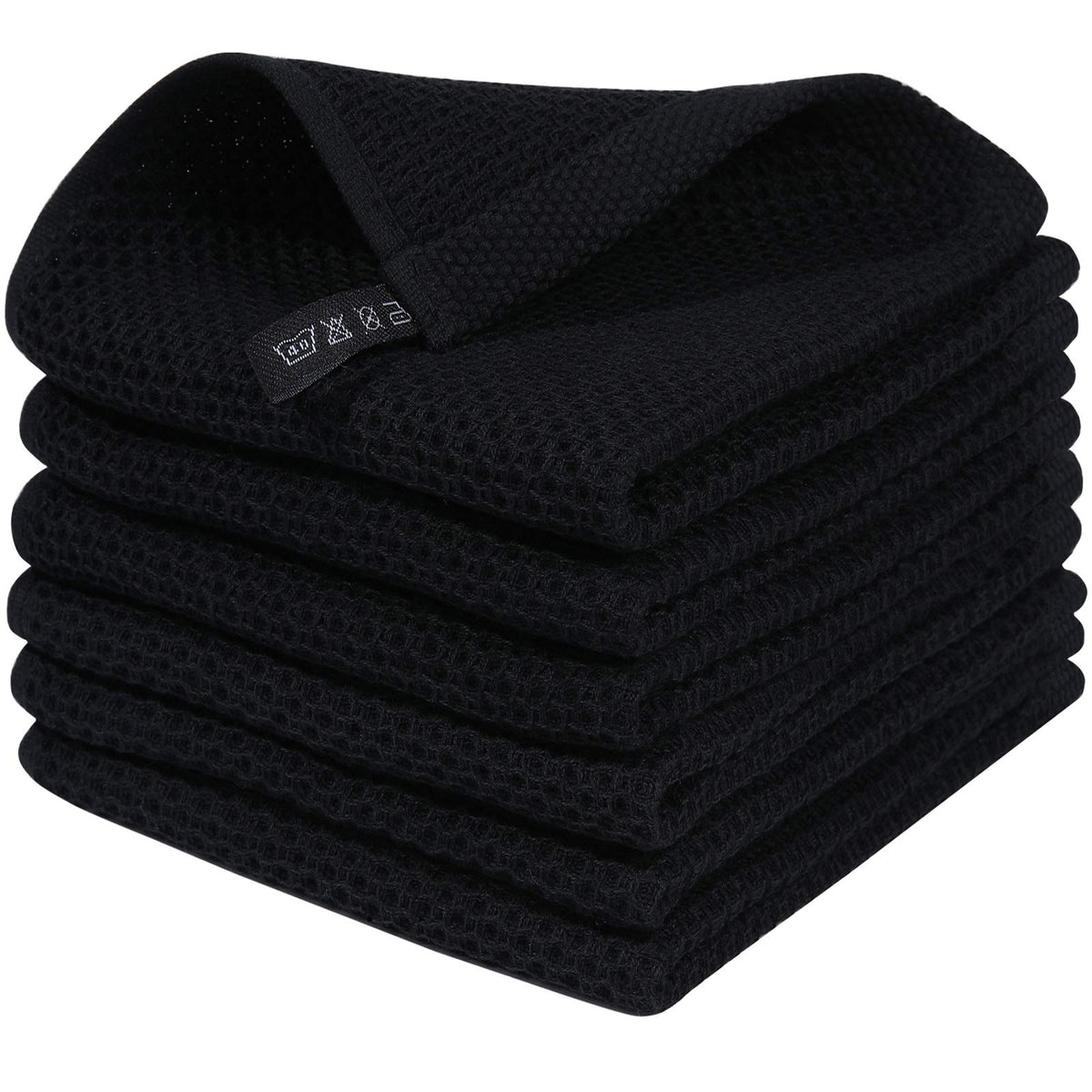 Homaxy 100% Cotton Waffle Weave Kitchen Dish Cloths 6-Pack, Dark Grey