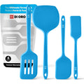 DI ORO Silicone Turner Spatula Set - 600F Heat Resistant, 4-Pc Blue