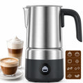 AMZCHEF Electric Milk Frother and Steamer, 600W Hot and Cold Foam Maker, 8 Modes, One-Button Control, 17oz Milk Warmer for Coffee, Lattes, Cappuccinos, Macchiatos, Detachable Stainless Steel Pitcher