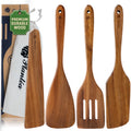Wooden Spatula for Cooking – Premium Acacia Wooden Cooking Utensils Set of 4 for Nonstick Cookware – Heat Resistant, Scratch-Free & Durable Kitchen Tools with Comfortable Grip