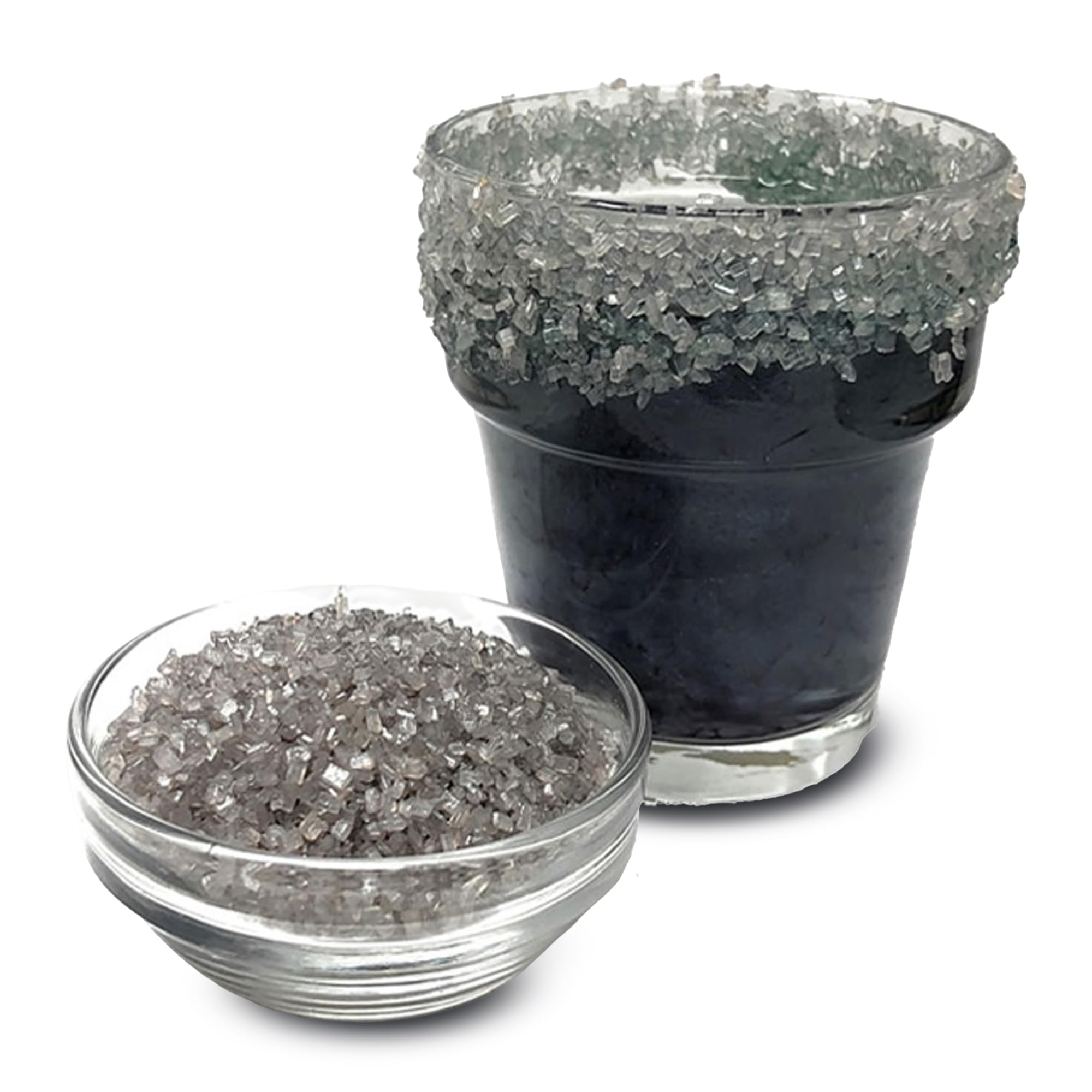 Snowy River Silver, Cocktail & Margarita Sugar Rimmer - Vibrant Color Glass Rimming Sugar with Medium Crystal Texture - 8oz