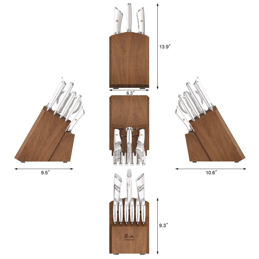 Cangshan ELBERT Series German Steel Forged Knife Block Sets (17-Piece, White)