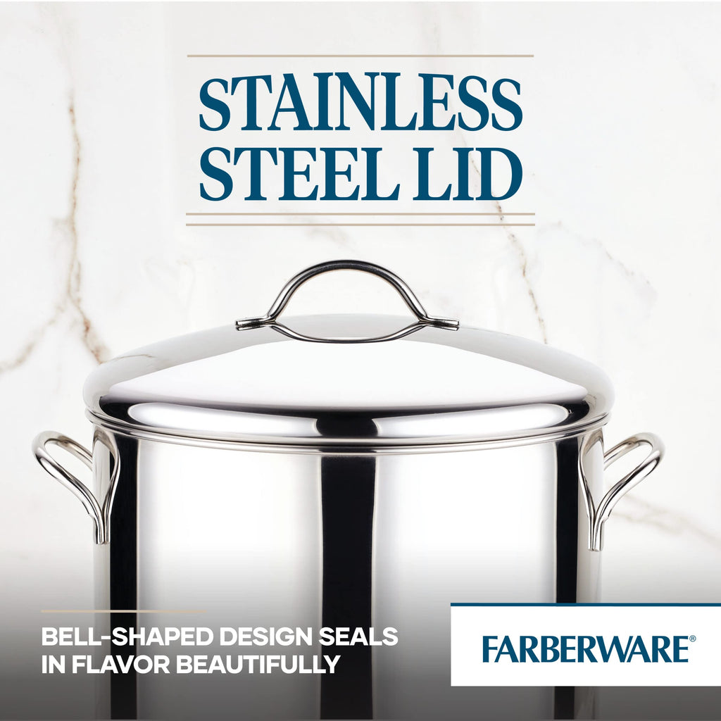 Farberware Classic Series Large Stainless Steel Induction 16 Quart Stock Pot with Lid