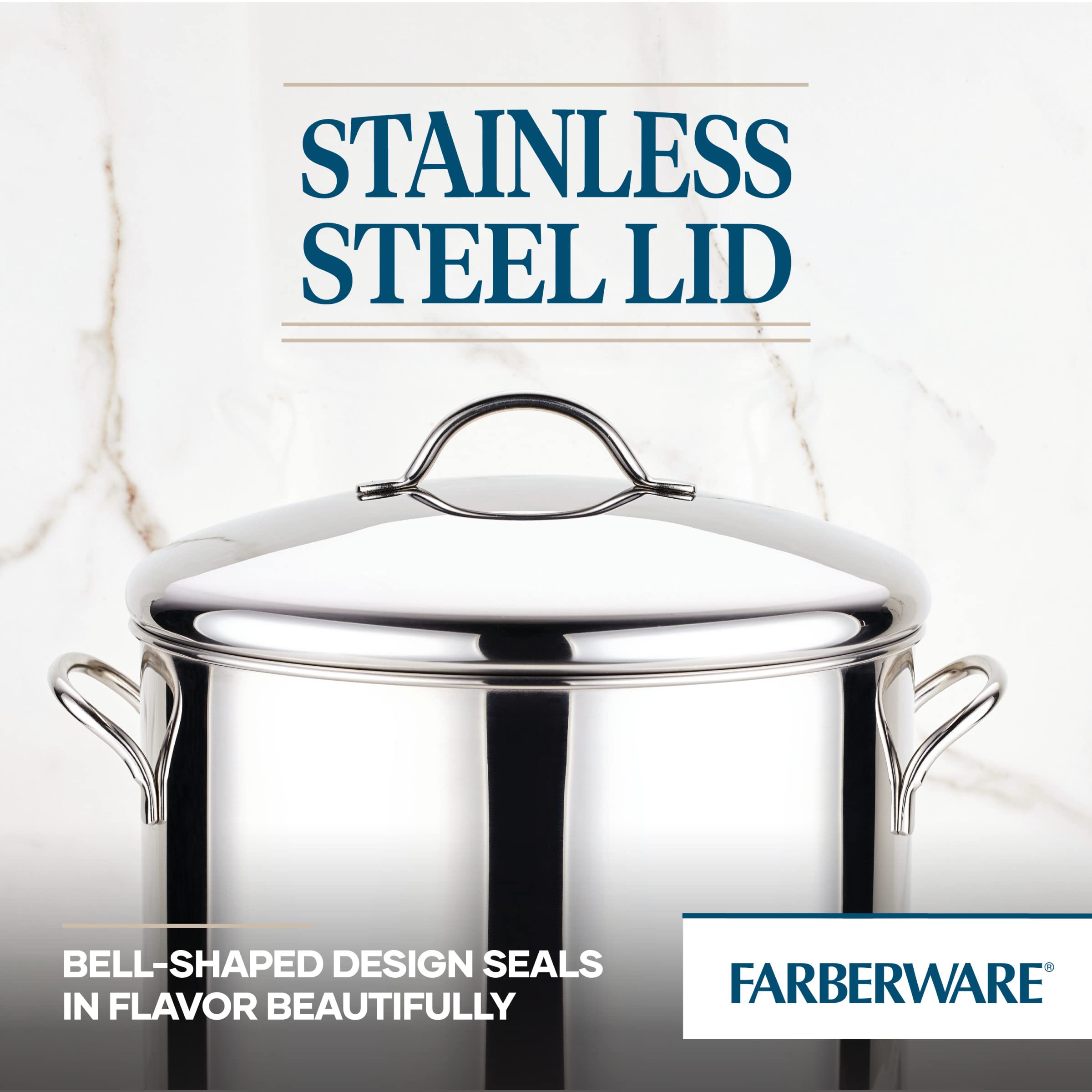 Farberware Classic Series Large Stainless Steel Induction 16 Quart Stock Pot with Lid