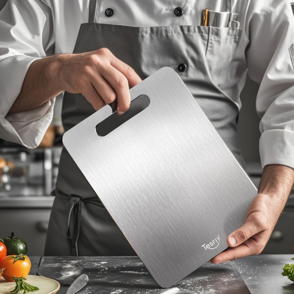 3 Pack Titanium Cutting Board - 100% Pure Titanium Cutting Boards For Kitche,Easy to clean, Double-sided food-grade Cutting Board For Meats, Fruits And Vegetables (M+L+XL)