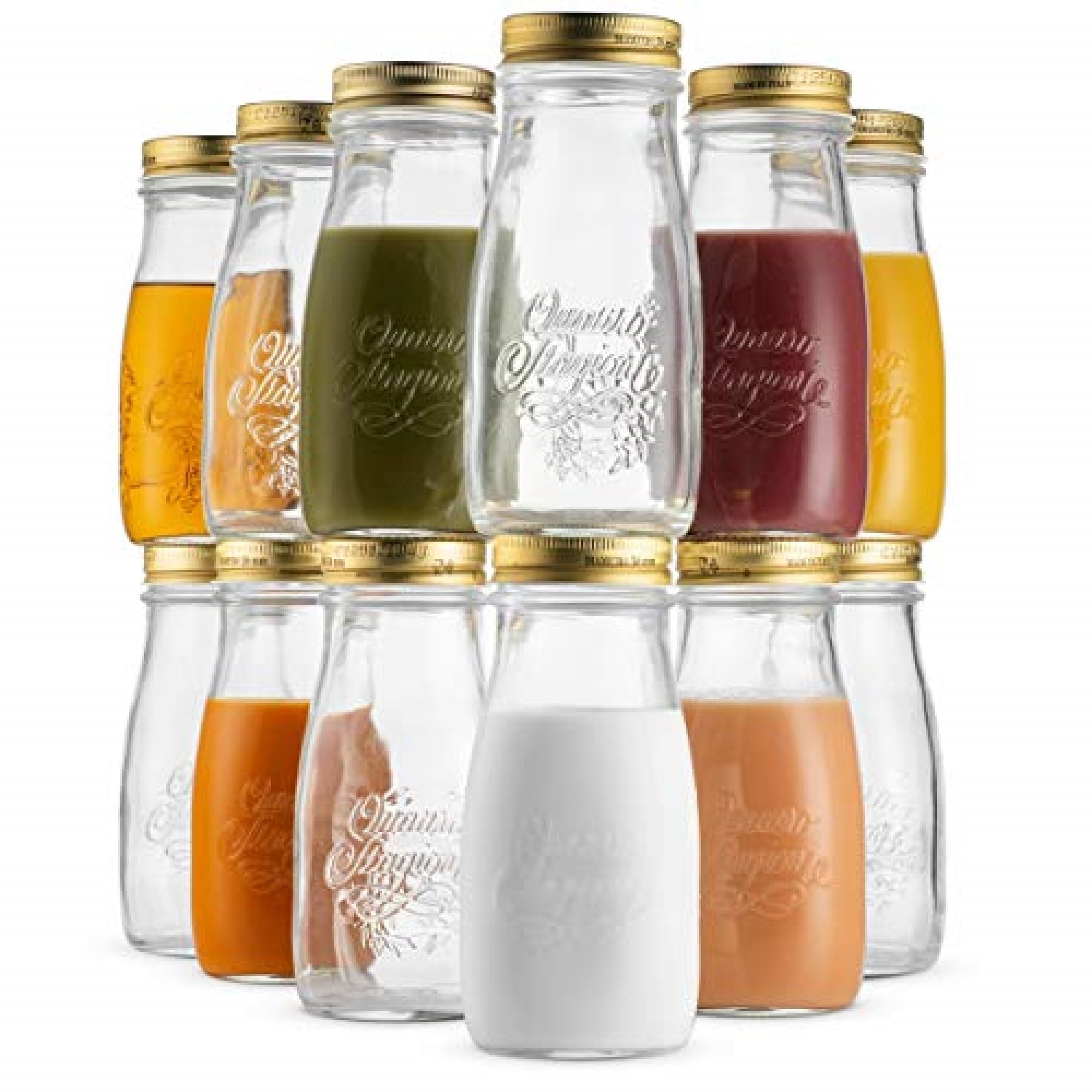 Bormioli Rocco Quattro Stagioni Bottle - ClearGold, Set of 12