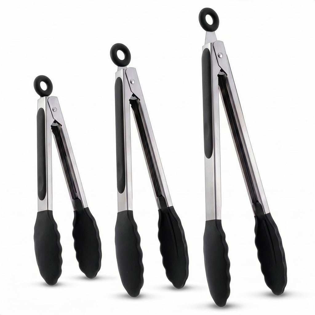 PerHomeAid Silicone Cooking Tongs,Kitchen Food Tongs, 16 Inch Heavy Duty Non-Stick Stainless Steel Kitchen Tongs for Barbeque Cooking Grilling