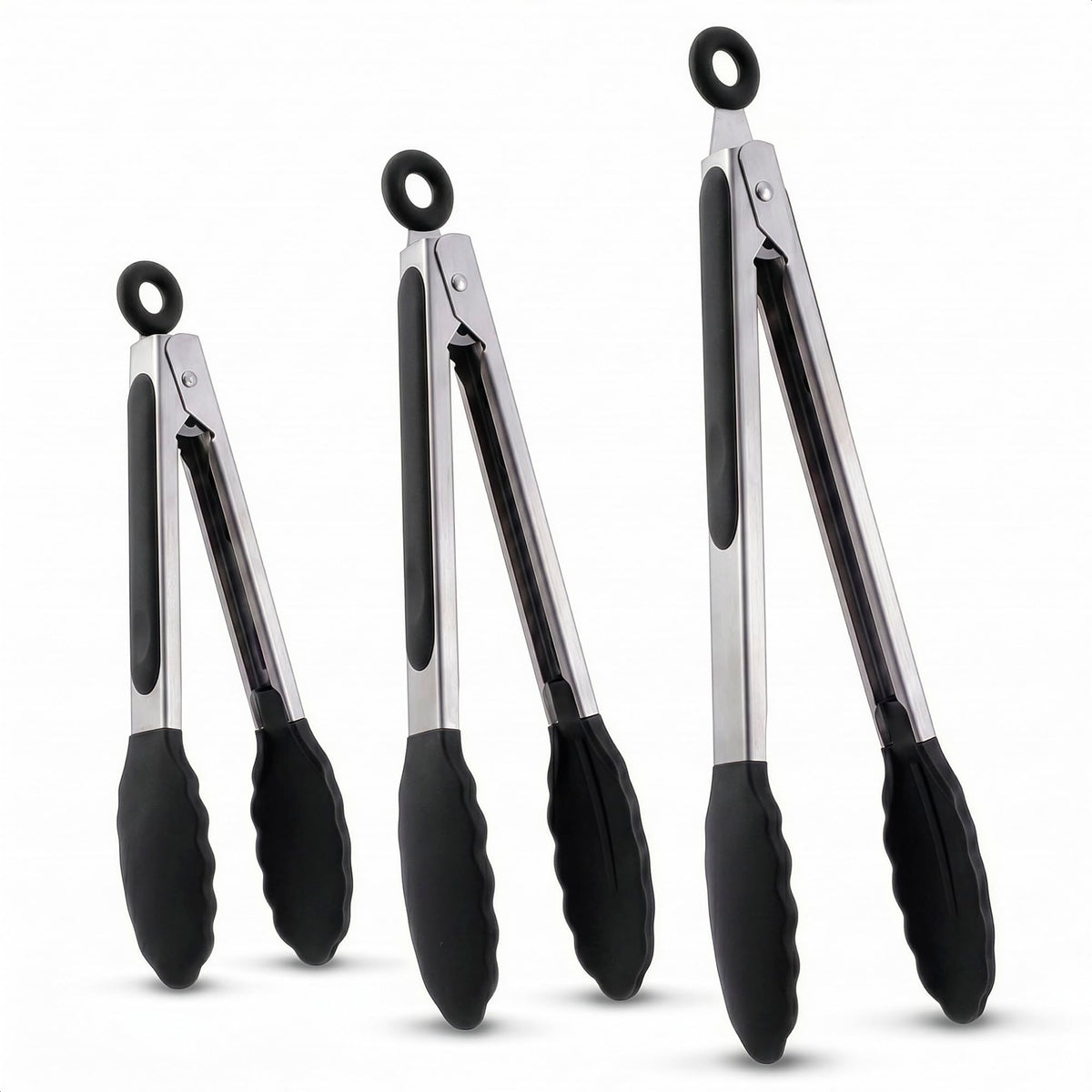 PerHomeAid Silicone Cooking Tongs,Kitchen Food Tongs, 16 Inch Heavy Duty Non-Stick Stainless Steel Kitchen Tongs for Barbeque Cooking Grilling