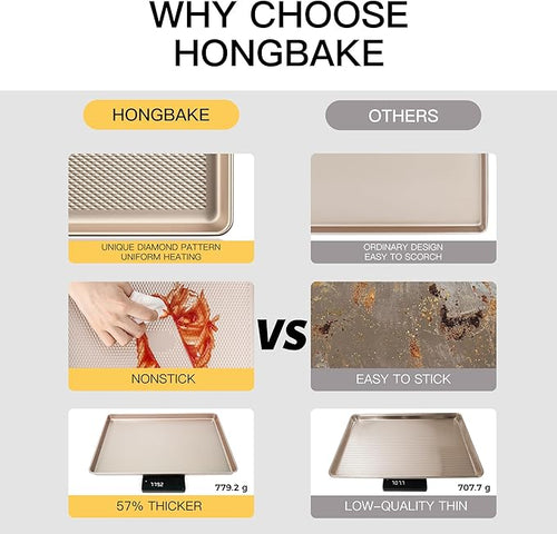 2 Pack Half Sheet Cookie Sheets for Baking, Nonstick Baking Pans
