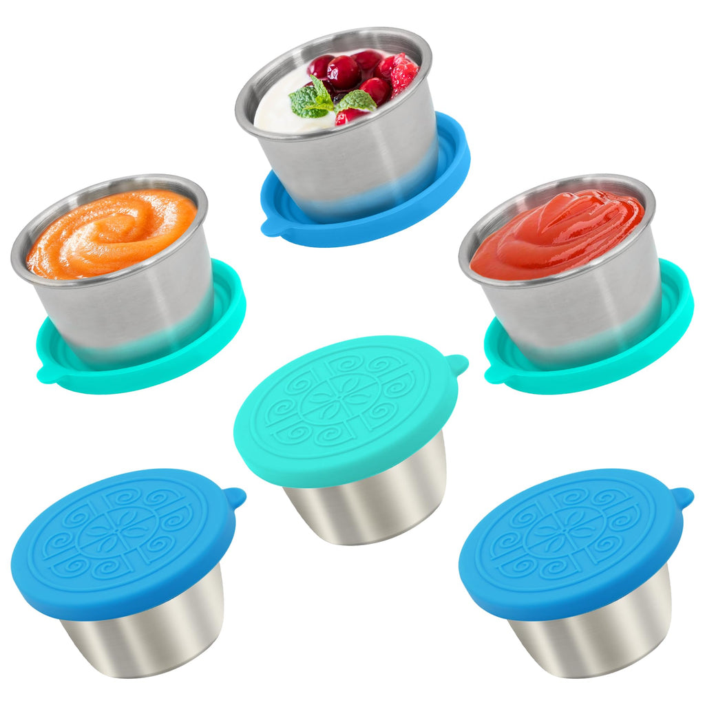 Qukaka 1.6 oz Stainless Steel Salad Dressing Containers with Lids, 6 Pack