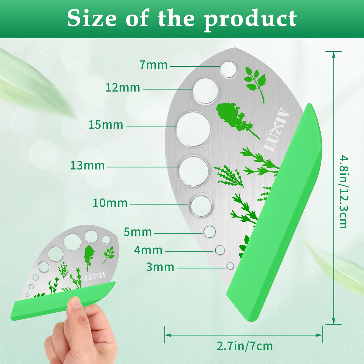 Luxiv Herb Stripper Tool Stainless Steel 9-Hole Leaf Peeler with Knife