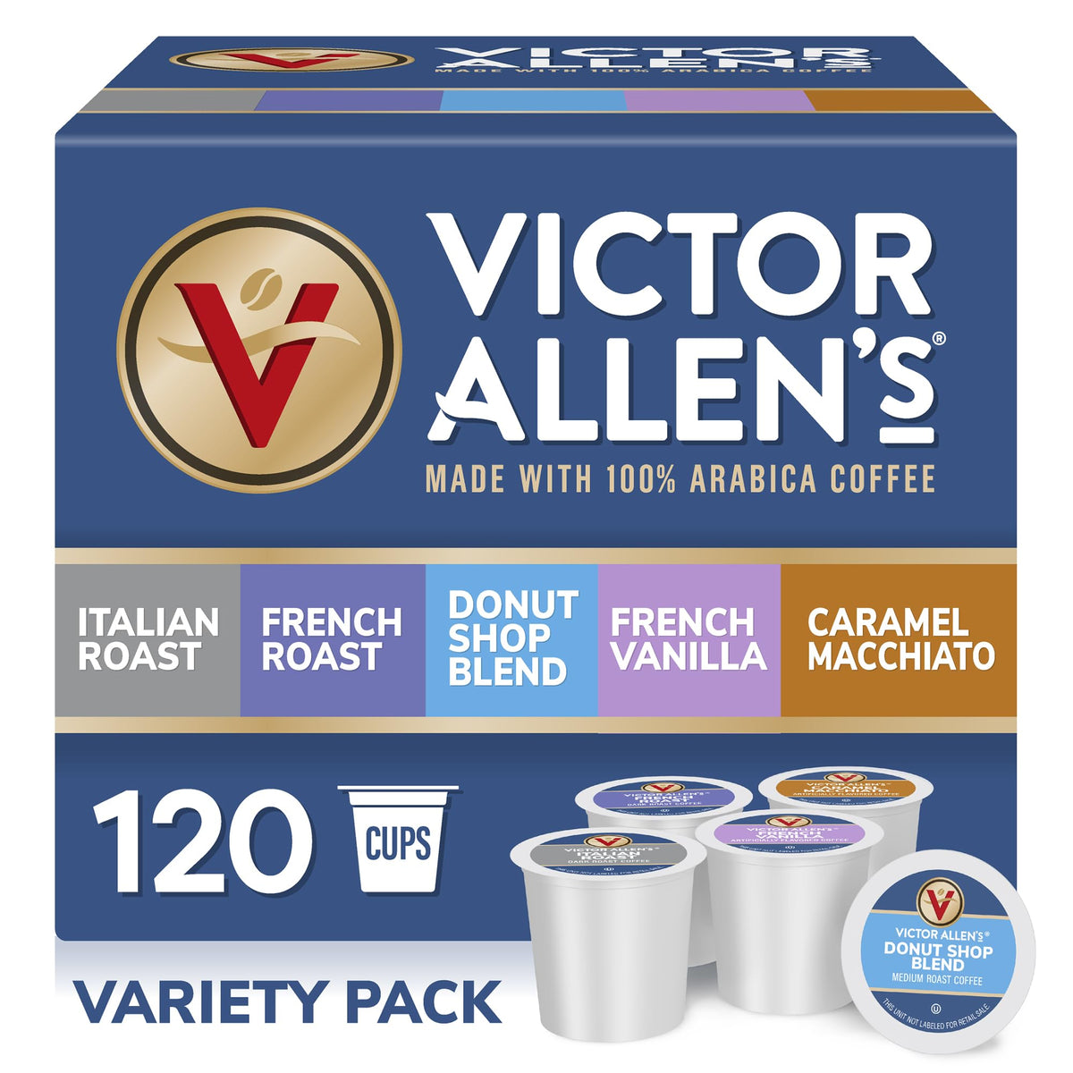 Victor Allen's Coffee Variety Pack (Morning Blend, 100% Colombian, Donut Shop Blend, and French Roast), 42 Count, Single Serve Coffee Pods for Keurig K-Cup Brewers