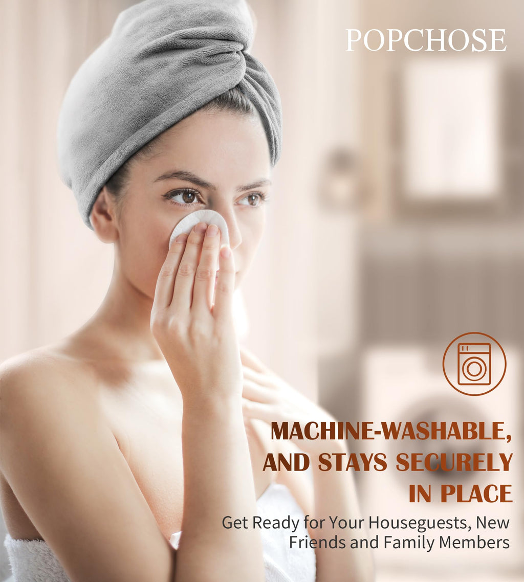 POPCHOSE Microfiber Hair Towel Wrap, 3 Pack Fast Drying Hair Turban