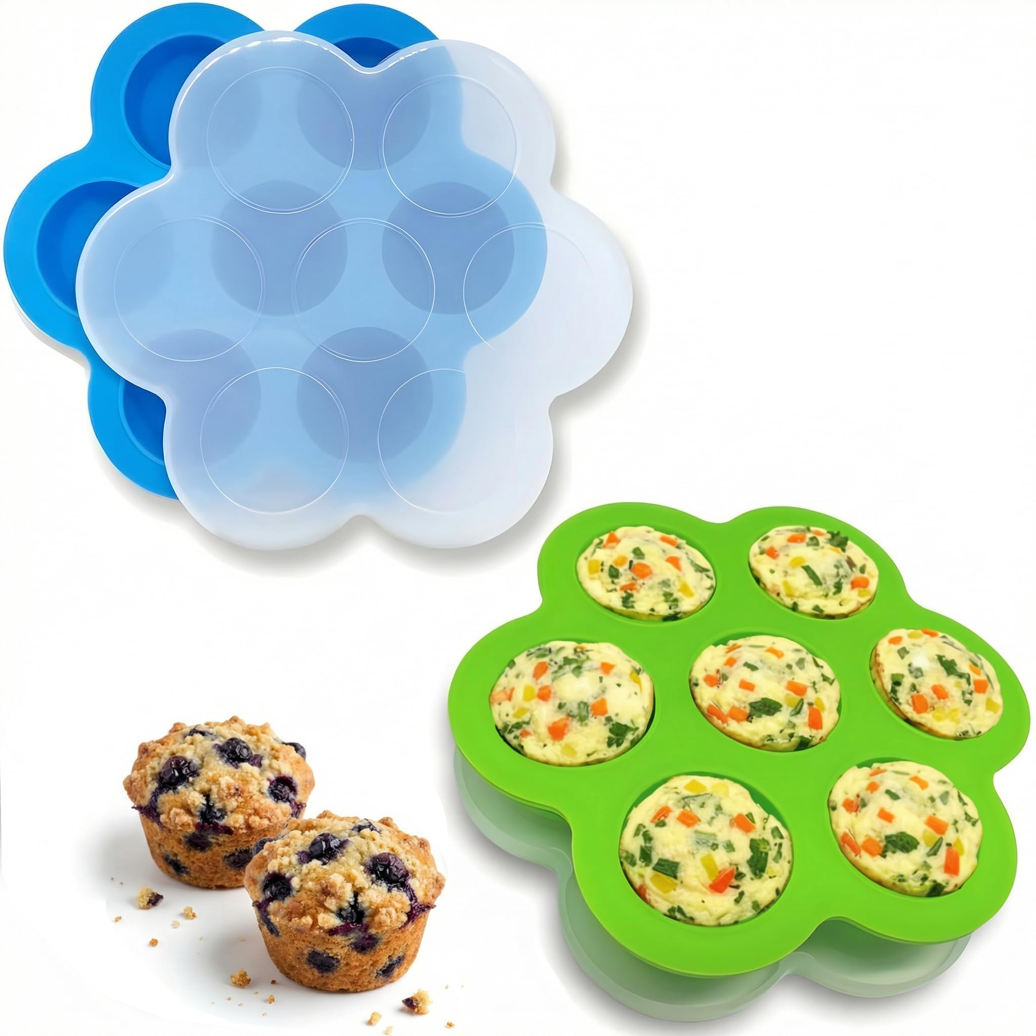GOKCEN's Silicone Egg Bite Molds 12 Cups Silicone Muffin Pans for Baking
