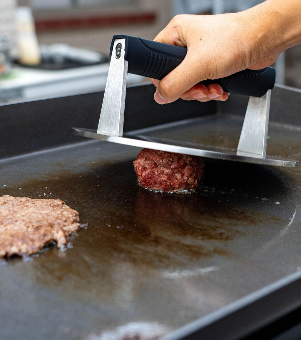Manucode Smash Burger Press, Dishwasher Safe Stainless Steel, 8 in, 3.25 lb
