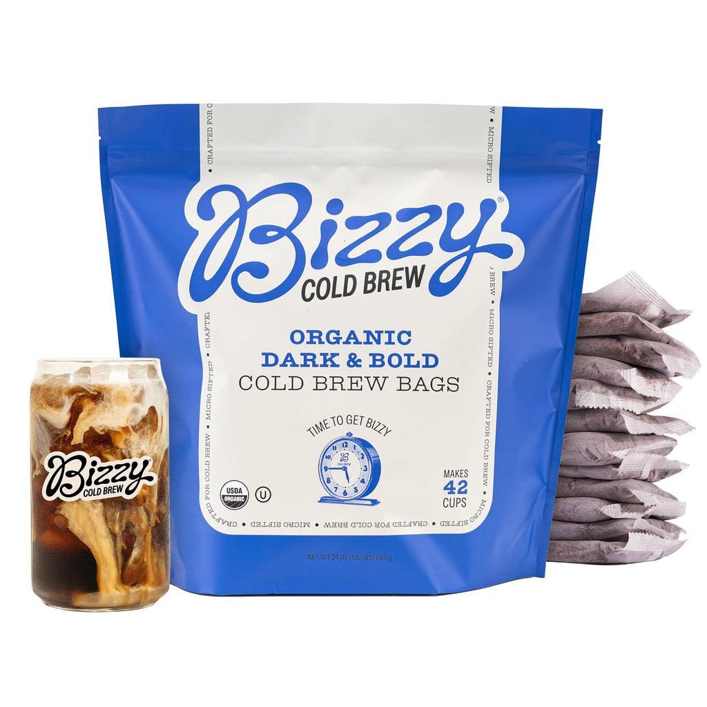 Bizzy Organic Cold Brew Coffee, Dark & Bold Blend, Brew Bags, 4 ct