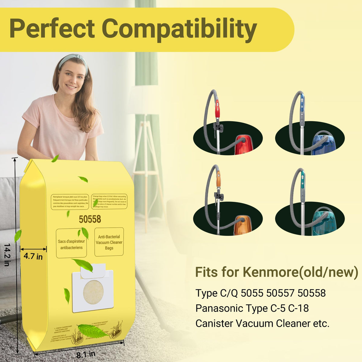50558 Canister Cleaner Bag Replacement for Kenmore Vacuum