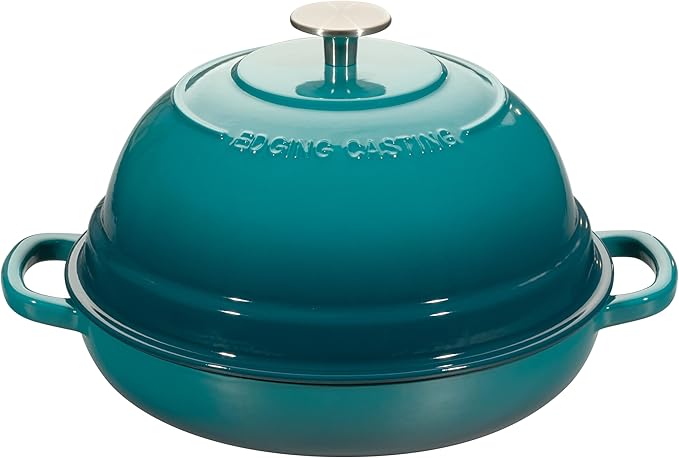 EDGING CASTING Enameled Cast Iron Dutch Oven Pot with Lid, Round Bread Oven for Homemade Sourdough Bread Baking, 6 Quart