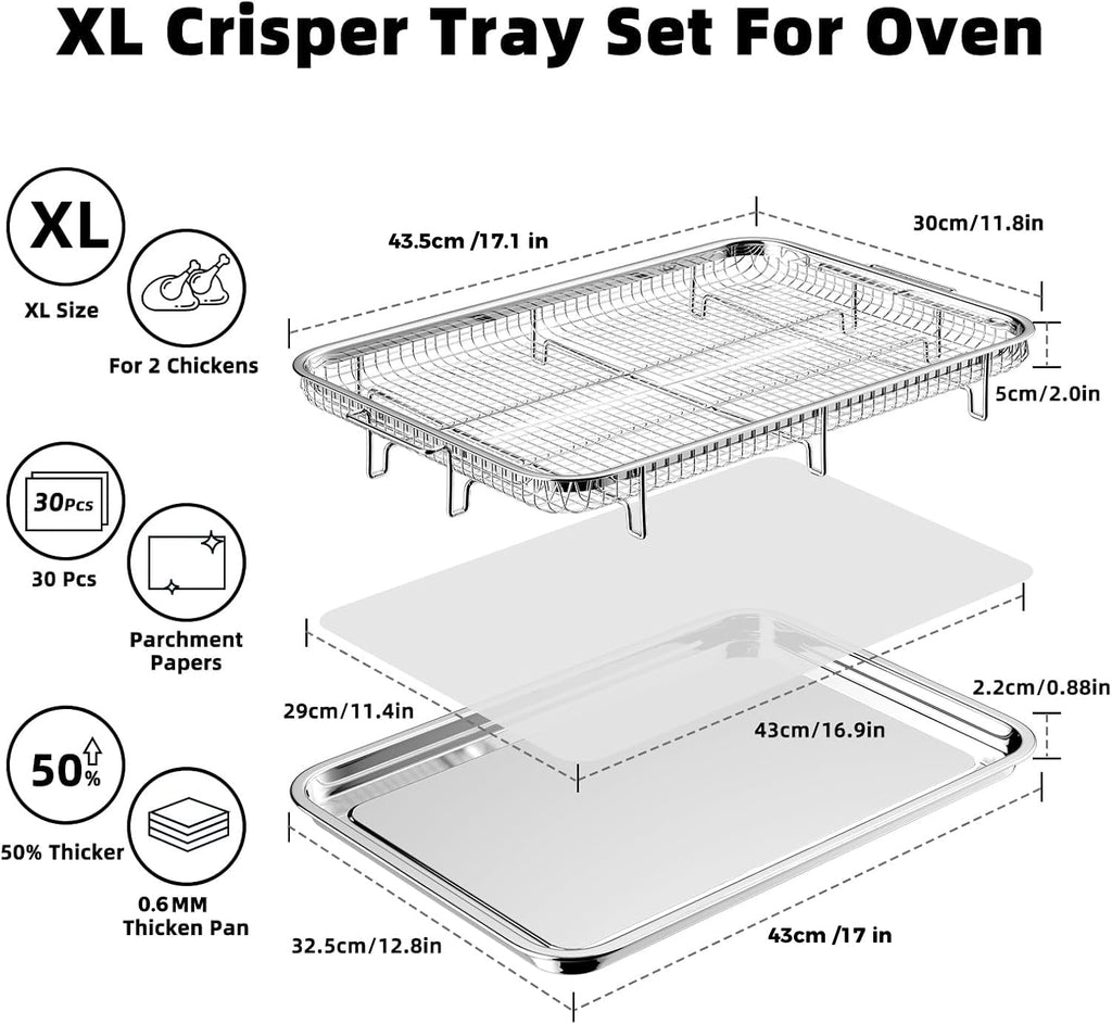 Air Fryer Basket for Oven, Extra Large Oven Air Fryer Basket and Tray Set