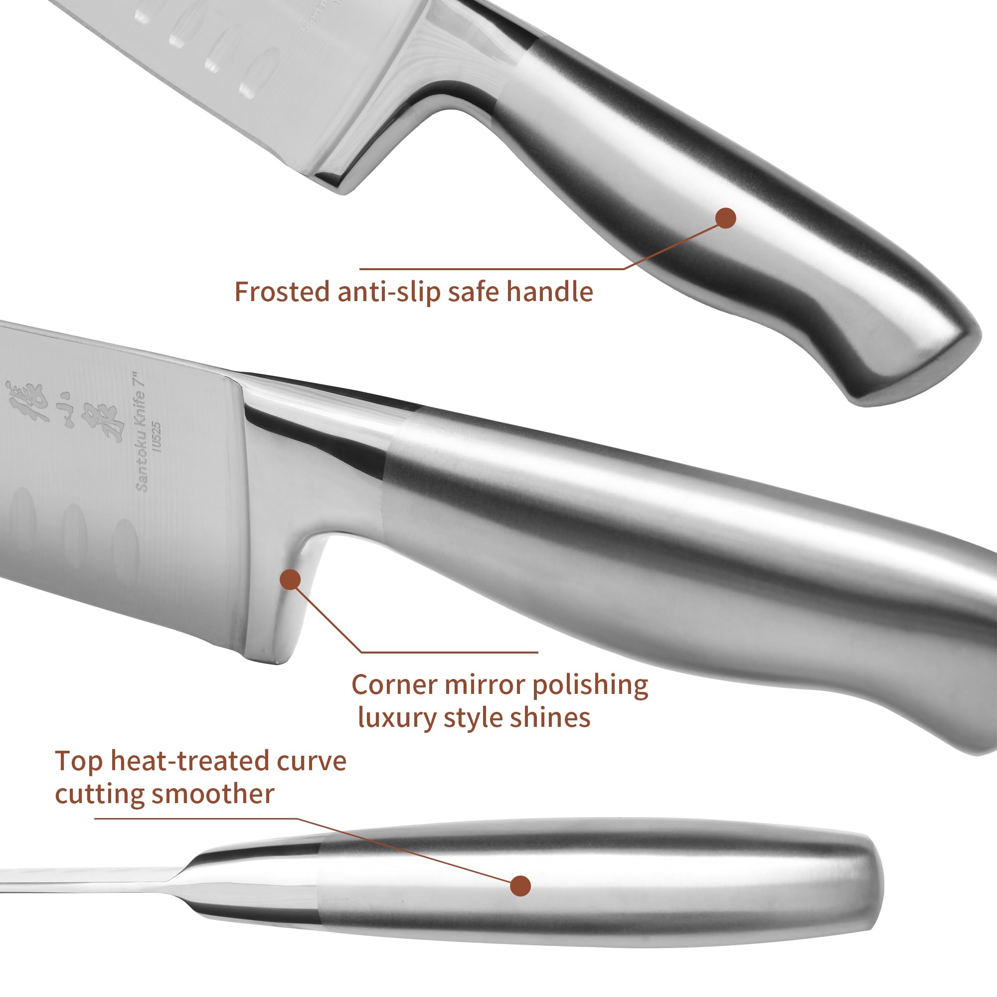 ZHANG XIAO QUAN Knife Set with Block, High Carbon Stainless Steel Sharp Blades, Built-in Sharpener Kitchen Knife Block Set for Home Cooking