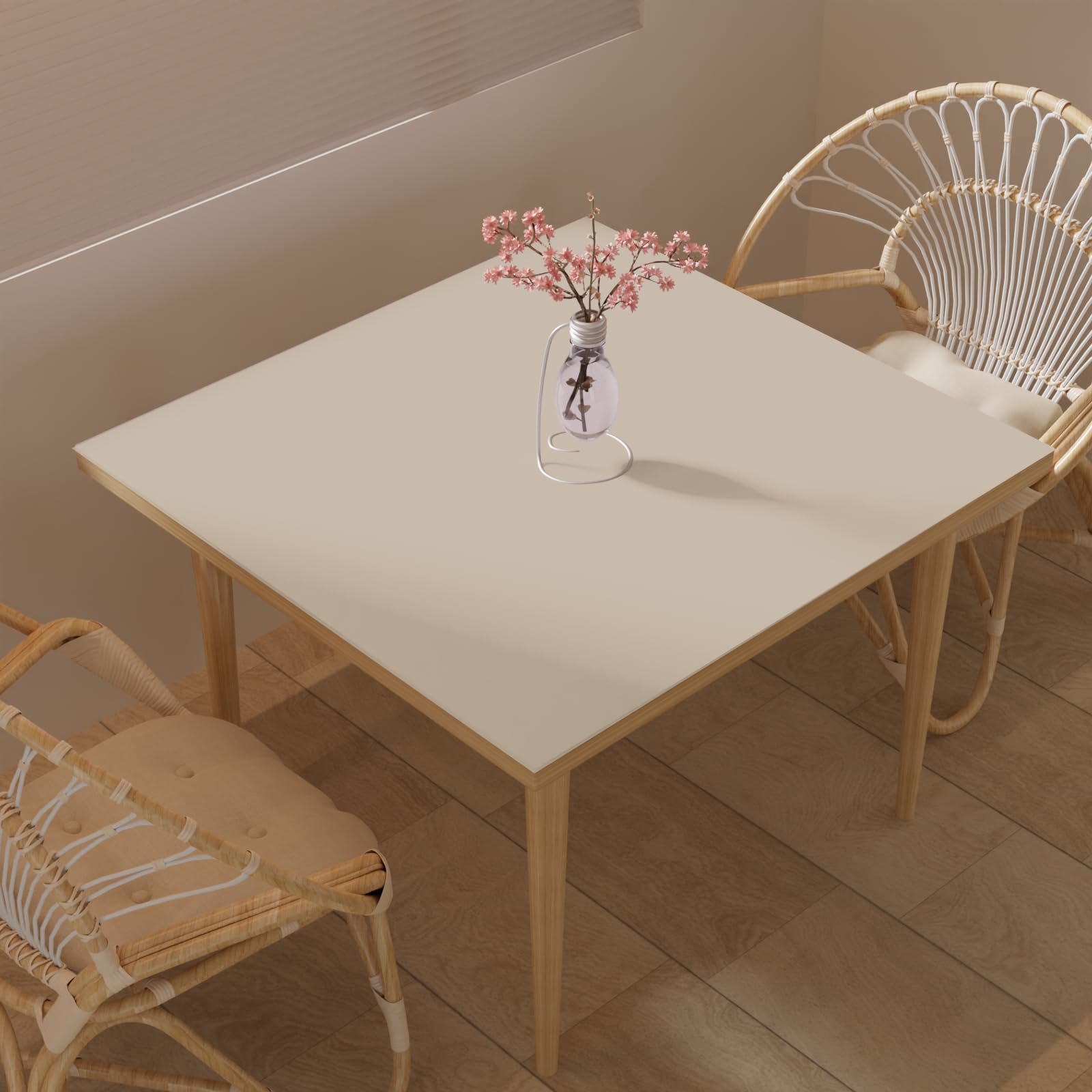 Zinkooat Faux Leather Table Cover,1.8mm Thick,42x42 Inch Table Protector,Table Protector for Dining Room Table,Dining Table Cover,Table Cover Protector(Beige+Light Gray,42x42)