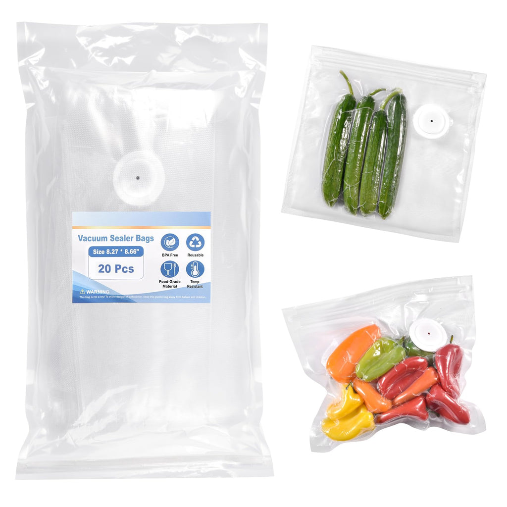 VENMATE Reusable Vacuum Sealer Bags, 15 Pack BPA-Free 10×11 Inch, Leak-Proof, Freezer Microwave Sous Vide Safe, ideal for storing snacks, spices, meat, fruits and vegetables