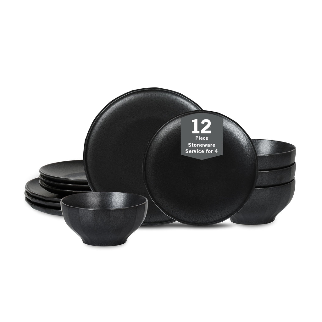 Stone Lain Rio 4-Piece Pasta Bowl Set Stoneware, Black
